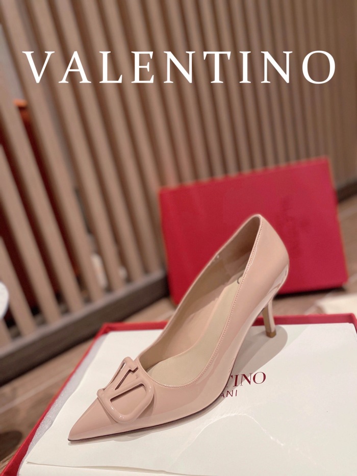Valentino Vlogo Signature Patent Leather Slingback Pumps Size 35-41 4-Color