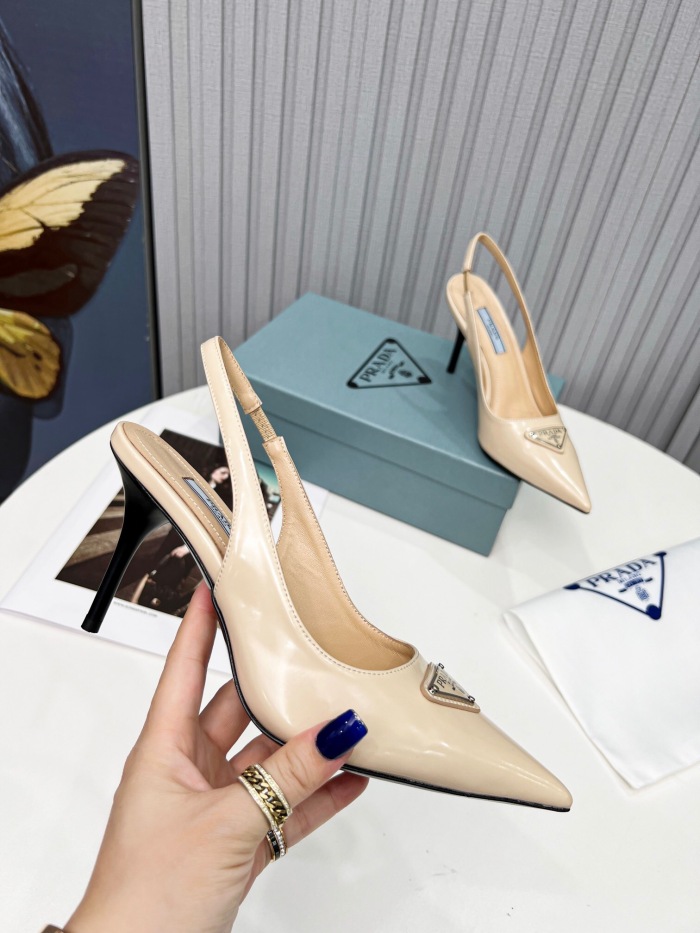 Prada Brushed Leather Slingback Pumps Size 35-41 8-Color