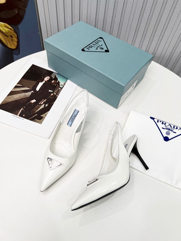Prada Brushed Leather Slingback Pumps Size 35-41 8-Color