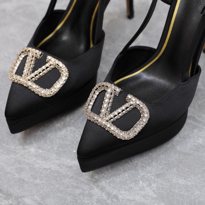Valentino Vlogo Signature Satin Slingback Platform Size 35-41 5-Color