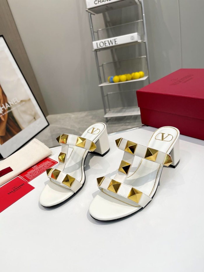Valentino Roman Stud Metallic Nappa Slide Pumps Size 35-41 5-Color