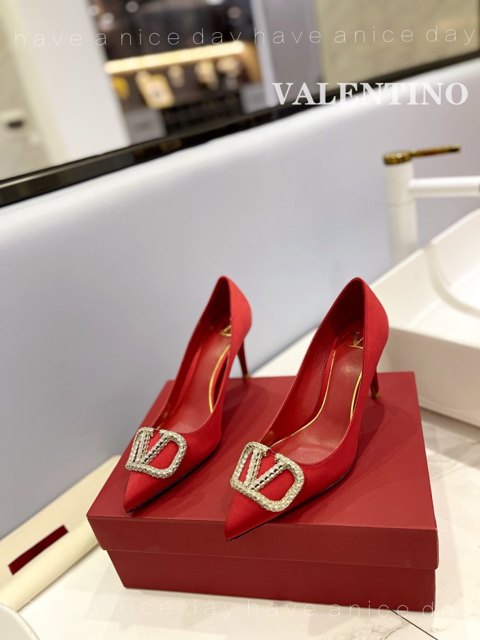 Valentino Vlogo Signature Satin Slingback Pumps Size 35-41 5-Color
