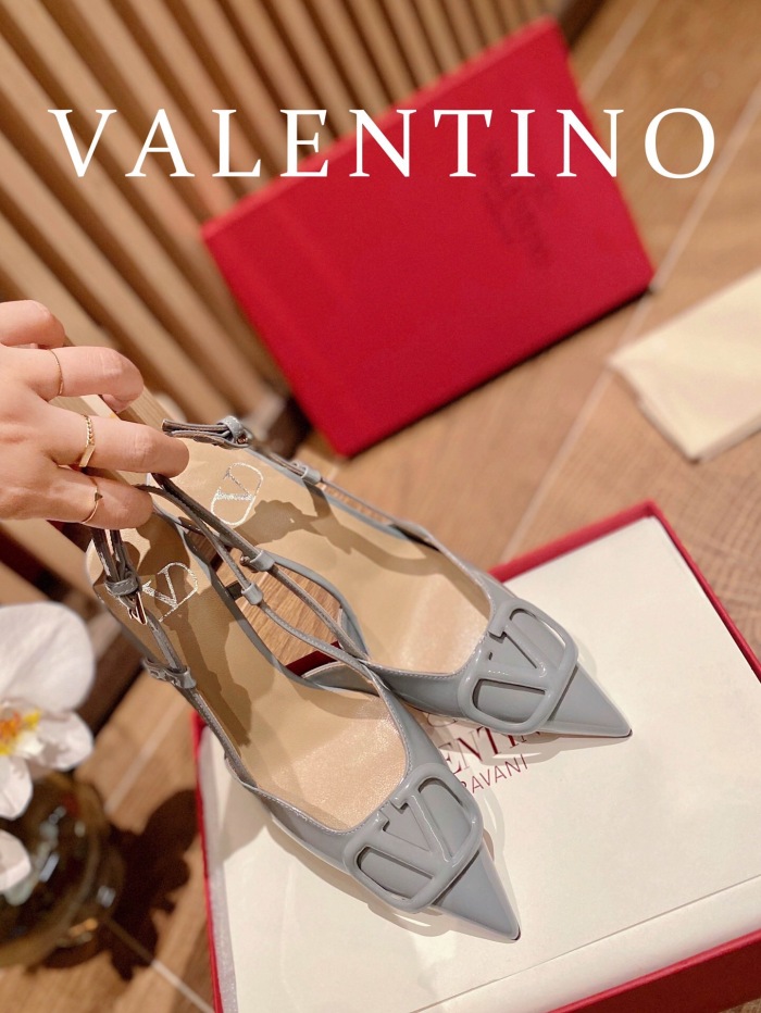 Valentino Vlogo Signature Patent Leather Slingback Pumps Size 35-41 4-Color