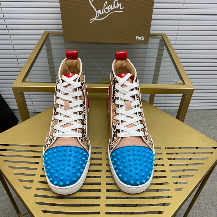 Christian Louboutin Lou Spikes High-Top Sneaker Size 36-46  9-Color