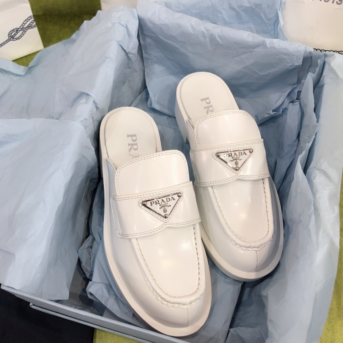 Prada Brushed Leather Mules Sneaker Size 35-40   2-Color