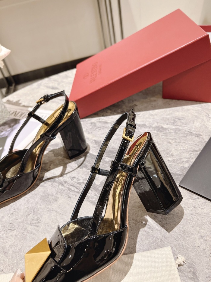 Valentino One Stud Patent Leather Slingback Pumps Size 35-41 4-Color