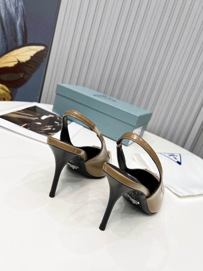 Prada Brushed Leather Slingback Pumps Size 35-41 8-Color