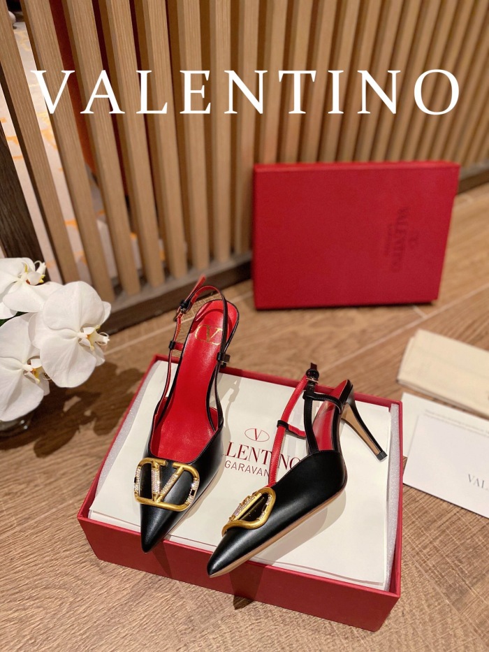 Valentino Vlogo Signature Satin Slingback Pumps Size 35-41 4-Color
