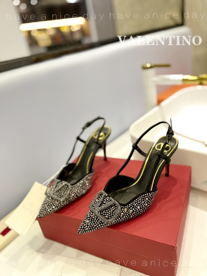 Valentino Vlogo Signature Satin Slingback Pumps Size 35-41 3-Color