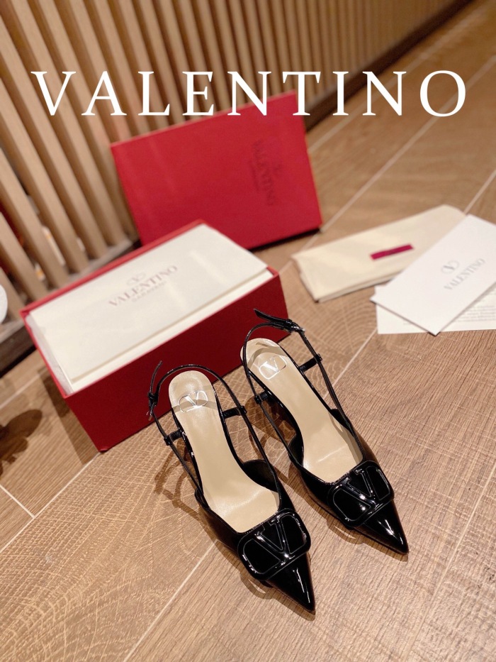 Valentino Vlogo Signature Patent Leather Slingback Pumps Size 35-41 4-Color