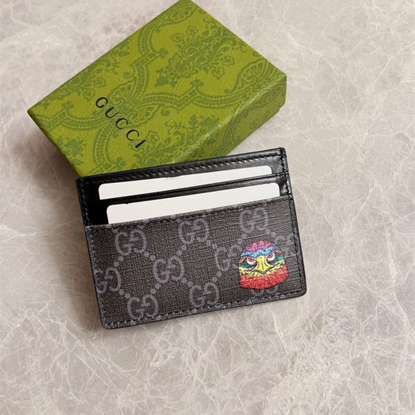 Gucci GG Kingsnake print GG Supreme card case Size 10*7cm Style: 451277