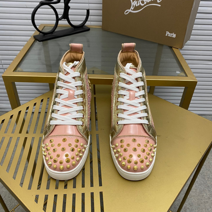 Christian Louboutin Lou Spikes High-Top Sneaker Size 36-46  10-Color