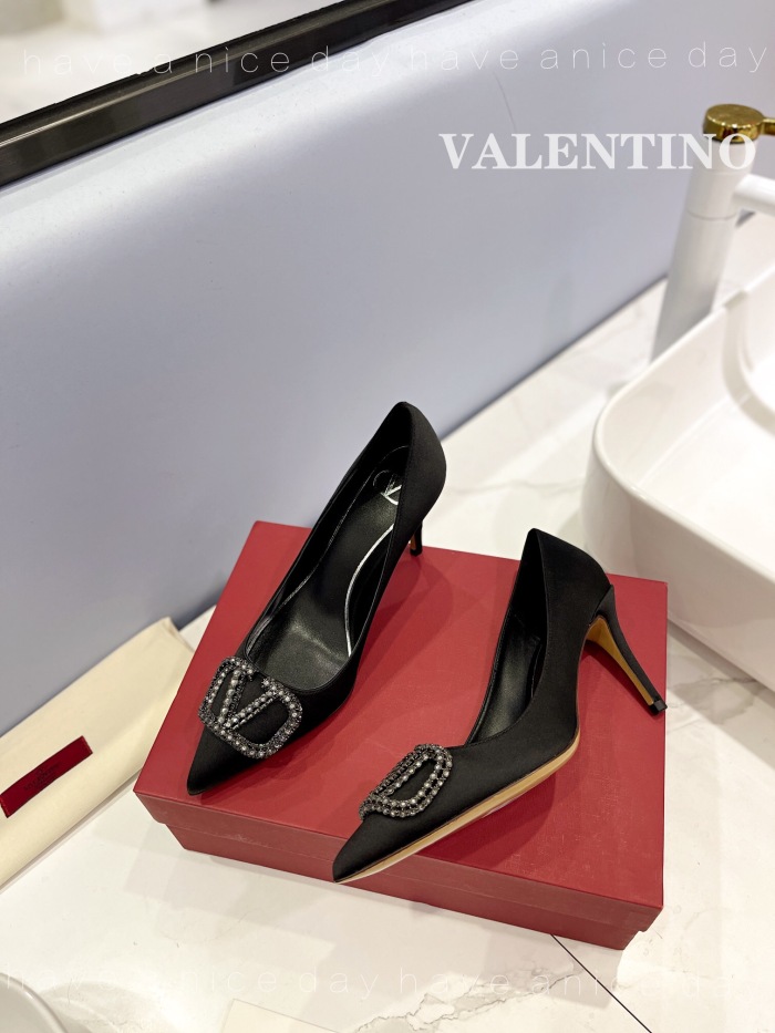 Valentino Vlogo Signature Satin Slingback Pumps Size 35-41 5-Color