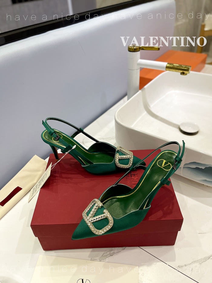 Valentino Vlogo Signature Satin Slingback Pumps Size 35-41 6-Color
