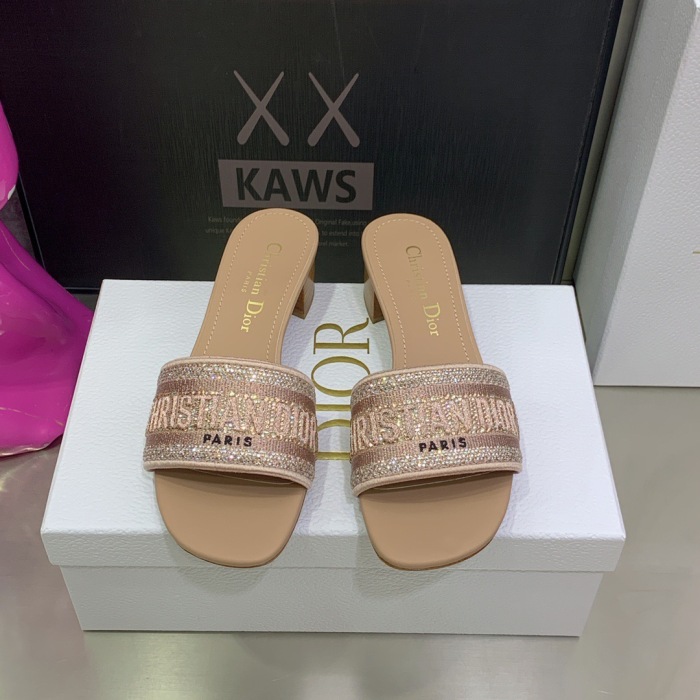 Dior Dway with Diamond Heeled Sandal Pumps Size 35-41 7-Color