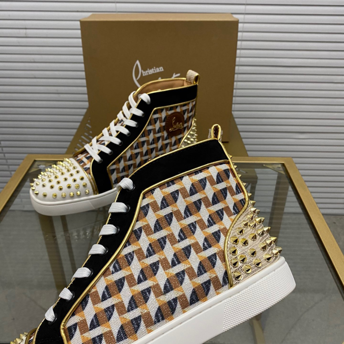 Christian Louboutin Louis Spikes High-Top Sneaker Size 36-46  5-Color