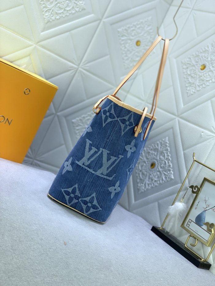 Louis Vuitton M40995 Neverfull Denim Cowboy Shopping Bags Size 32*29*17cm