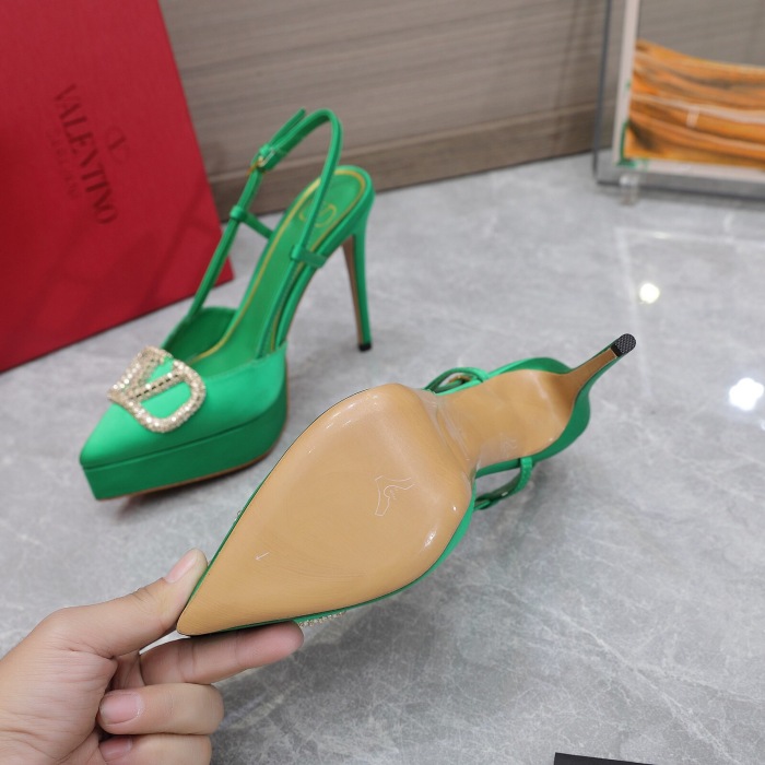 Valentino Vlogo Signature Satin Slingback Platform Size 35-41 5-Color