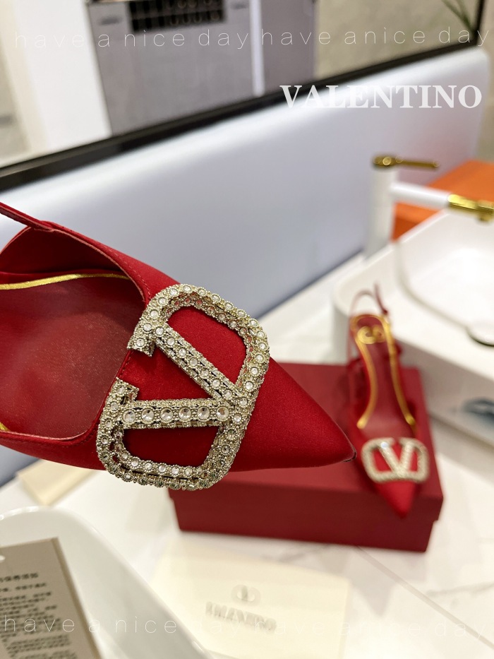 Valentino Vlogo Signature Satin Slingback Pumps Size 35-41 6-Color