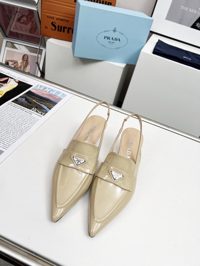 Prada Brushed Leather Slingback Pumps Size 35-41 3-Color