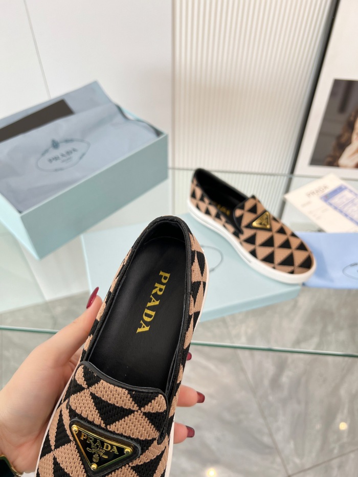 Prada 2024 Women Embroidered fabric slip-on Shoes Loafers Size 36-41