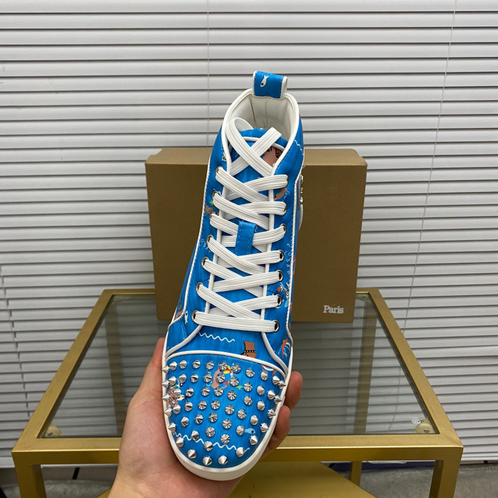 Christian Louboutin Lou Spikes High-Top Sneaker Size 36-46  9-Color