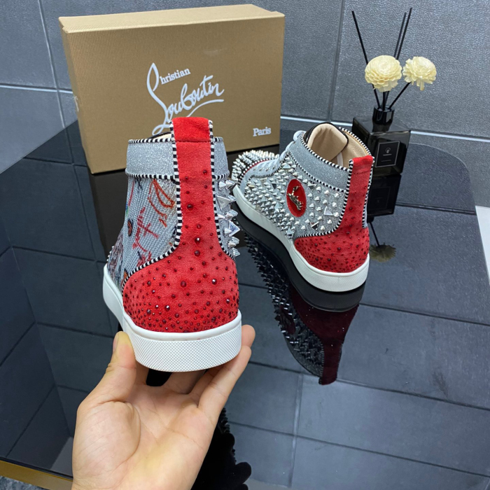 Christian Louboutin Lou Spikes High-Top Sneaker Size 36-46  10-Color