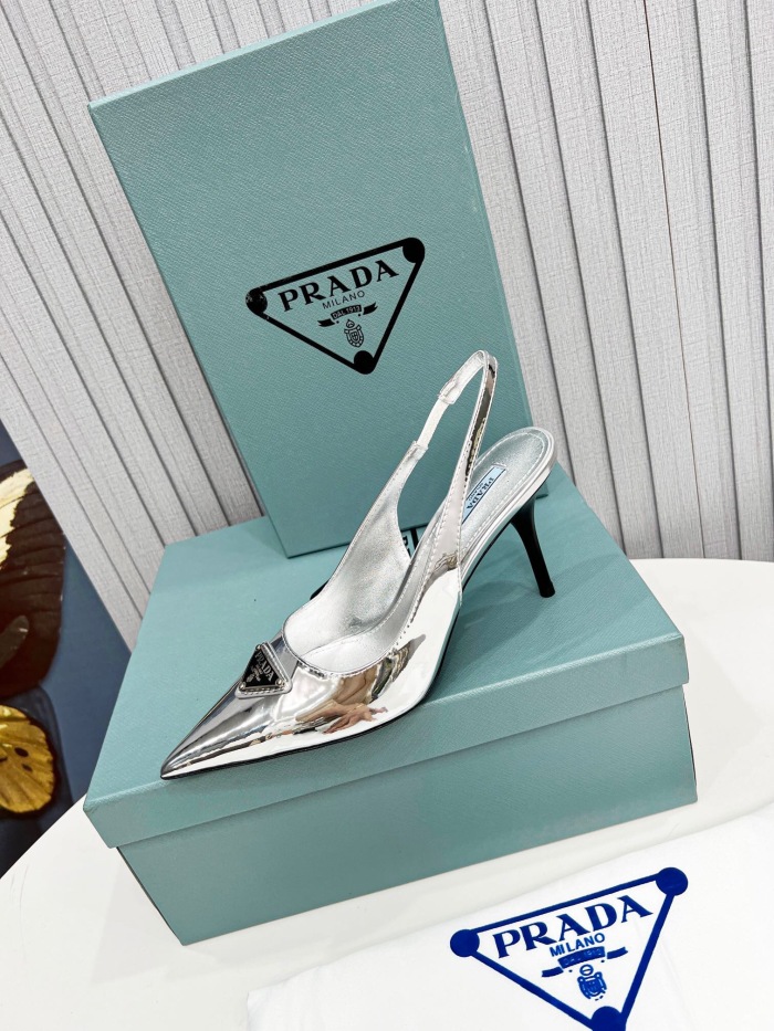 Prada Brushed Leather Slingback Pumps Size 35-41 8-Color