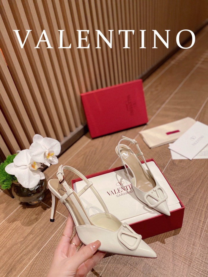 Valentino Vlogo Signature Patent Leather Slingback Pumps Size 35-41 4-Color