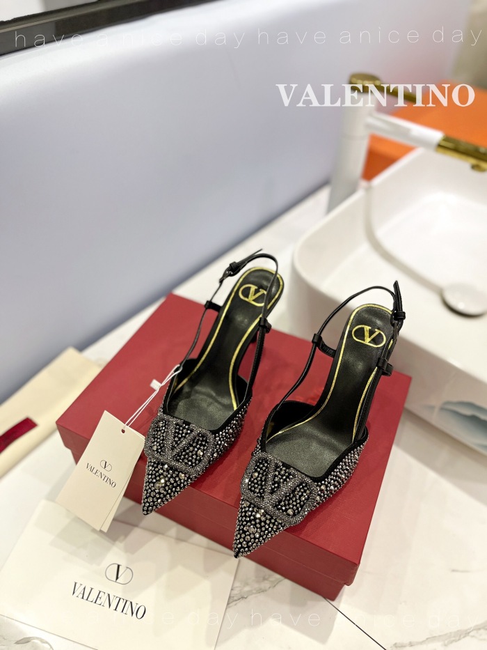 Valentino Vlogo Signature Satin Slingback Pumps Size 35-41 3-Color