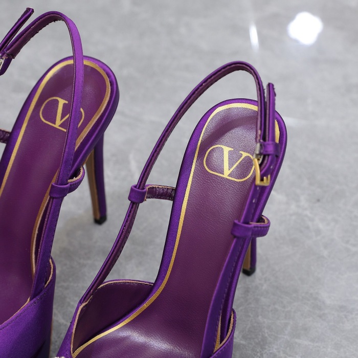 Valentino Vlogo Signature Satin Slingback Platform Size 35-41 5-Color