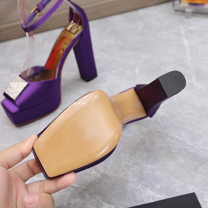 Valentino One Stud Open-Toe Satin Platform Pumps Size 35-41 3-Color