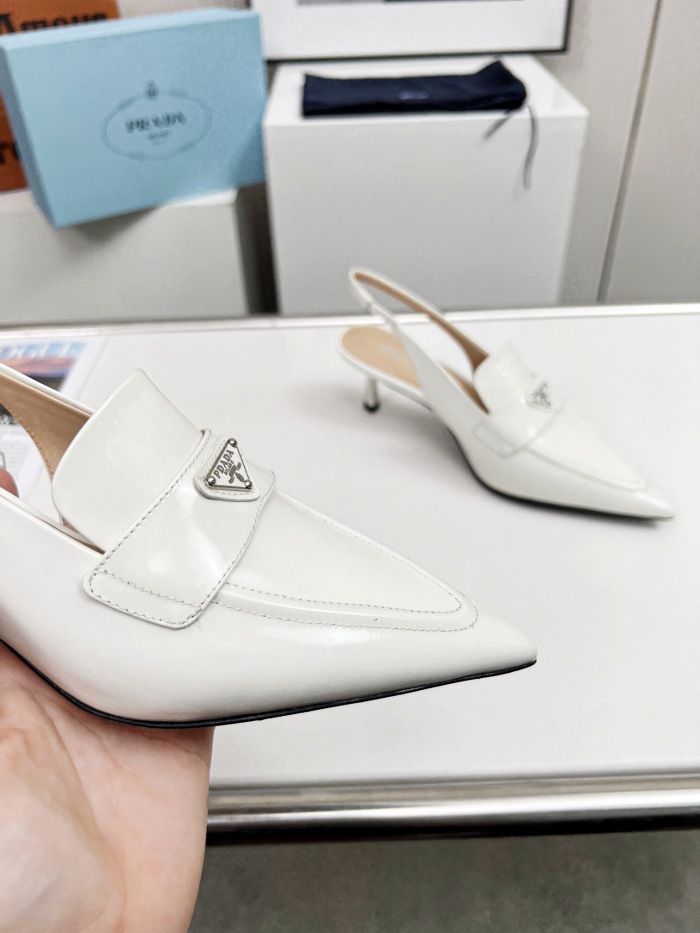 Prada Brushed Leather Slingback Pumps Size 35-41 3-Color