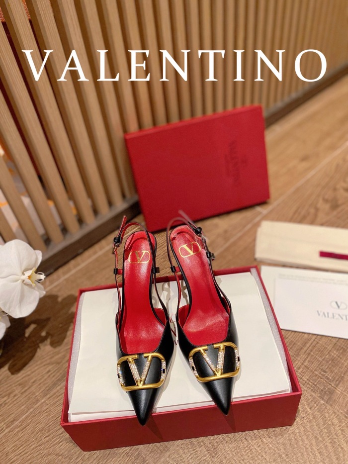Valentino Vlogo Signature Satin Slingback Pumps Size 35-41 4-Color