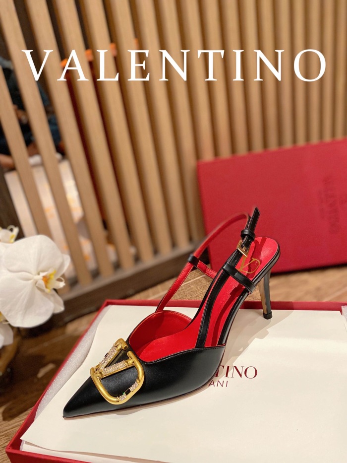 Valentino Vlogo Signature Satin Slingback Pumps Size 35-41 4-Color