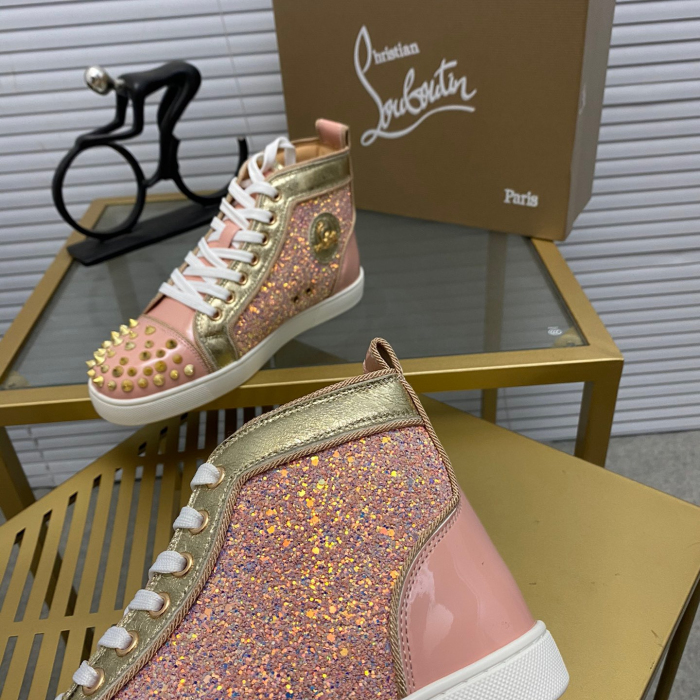 Christian Louboutin Lou Spikes High-Top Sneaker Size 36-46  10-Color