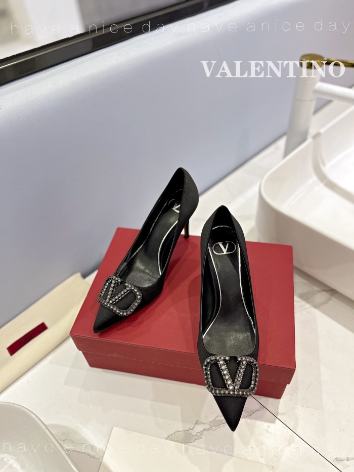 Valentino Vlogo Signature Satin Slingback Pumps Size 35-41 5-Color