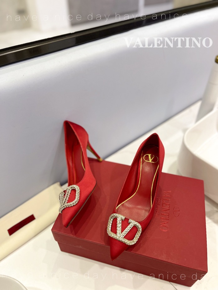 Valentino Vlogo Signature Satin Slingback Pumps Size 35-41 5-Color