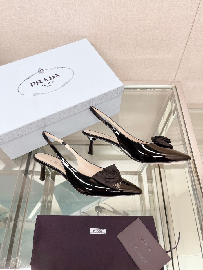 Prada Brushed Leather Slingback Pumps Size 35-40 2-Color