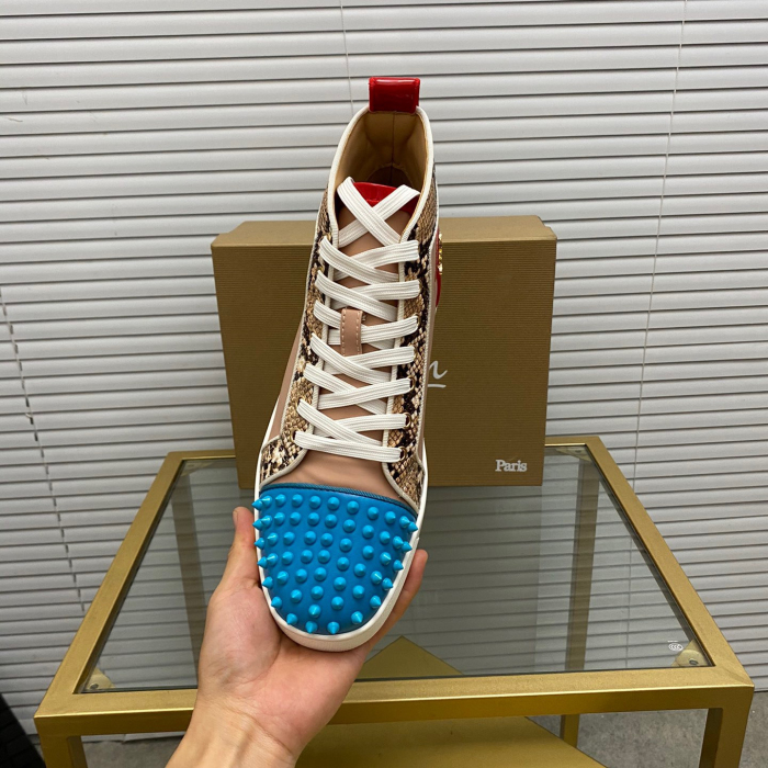 Christian Louboutin Lou Spikes High-Top Sneaker Size 36-46  9-Color
