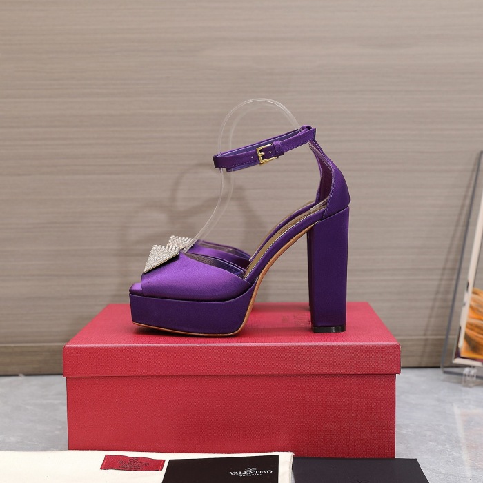 Valentino One Stud Open-Toe Satin Platform Pumps Size 35-41 3-Color