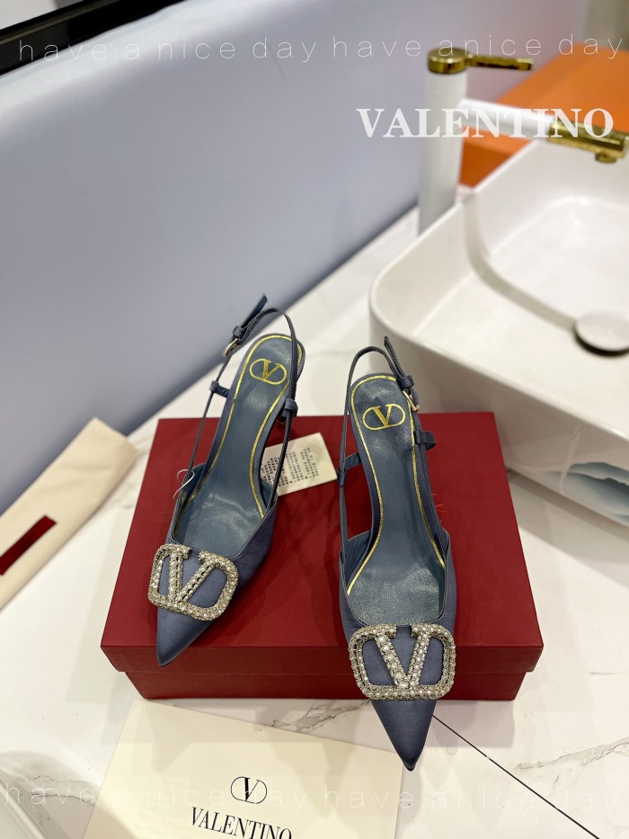 Valentino Vlogo Signature Satin Slingback Pumps Size 35-41 6-Color