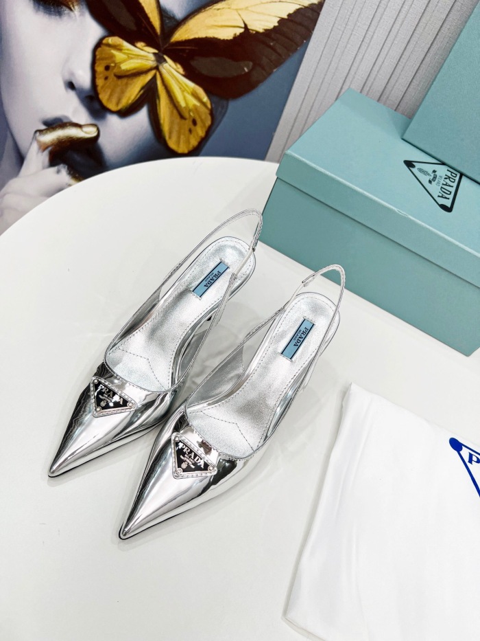 Prada Brushed Leather Slingback Pumps Size 35-41 8-Color