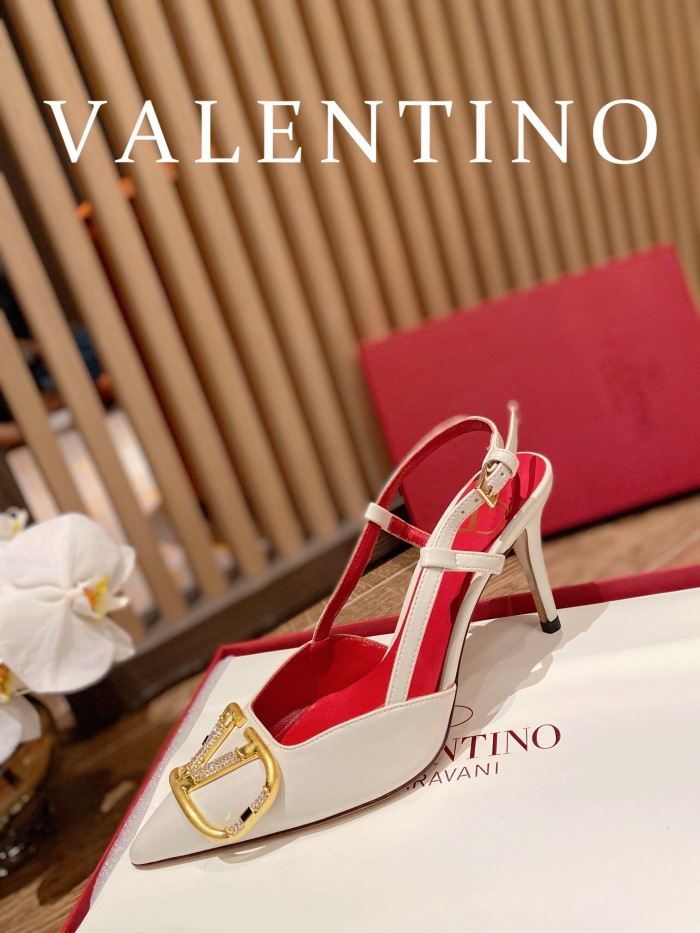 Valentino Vlogo Signature Satin Slingback Pumps Size 35-41 4-Color