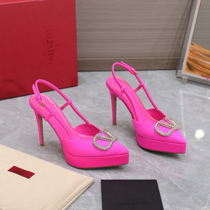 Valentino Vlogo Signature Satin Slingback Platform Size 35-41 5-Color