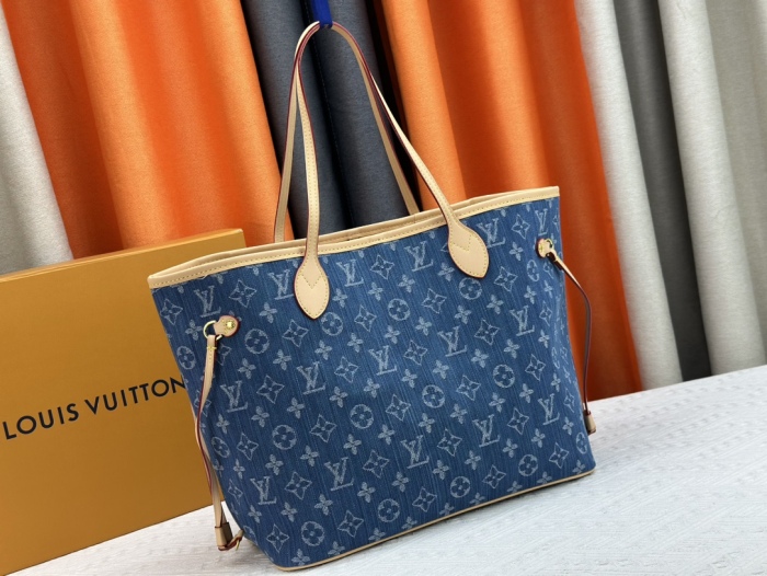 Louis Vuitton M40995 Neverfull Denim Cowboy Shopping Bags Size 31*28*14cm