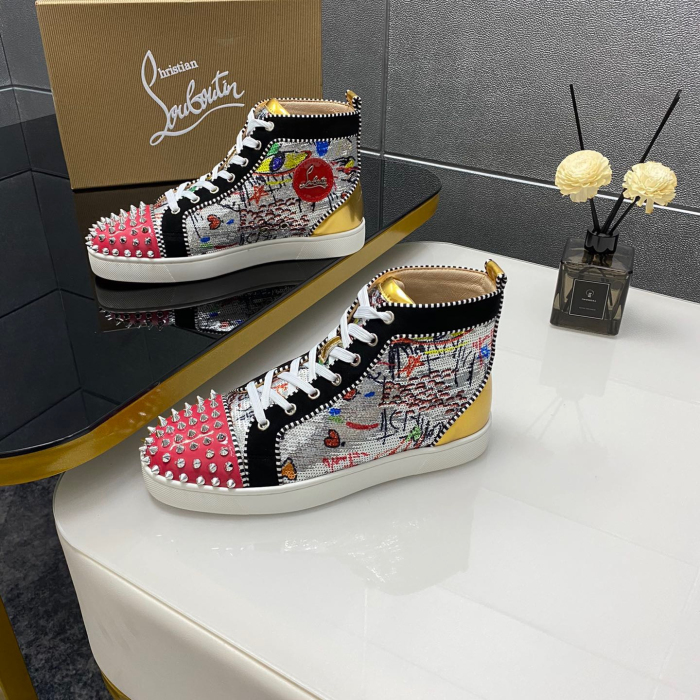 Christian Louboutin Lou Spikes High-Top Sneaker Size 36-46  10-Color