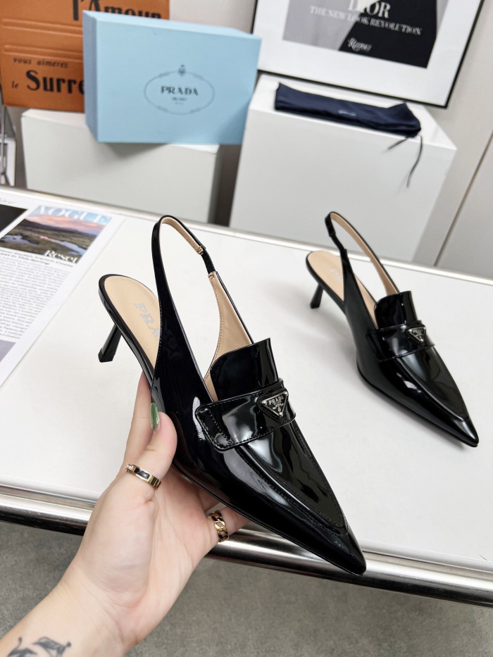 Prada Brushed Leather Slingback Pumps Size 35-41 3-Color