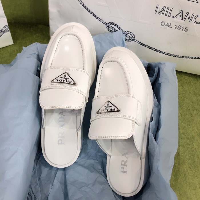 Prada Brushed Leather Mules Sneaker Size 35-40   2-Color