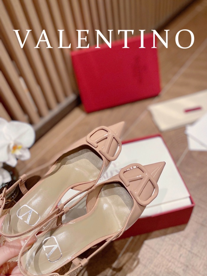 Valentino Vlogo Signature Patent Leather Slingback Pumps Size 35-41 4-Color